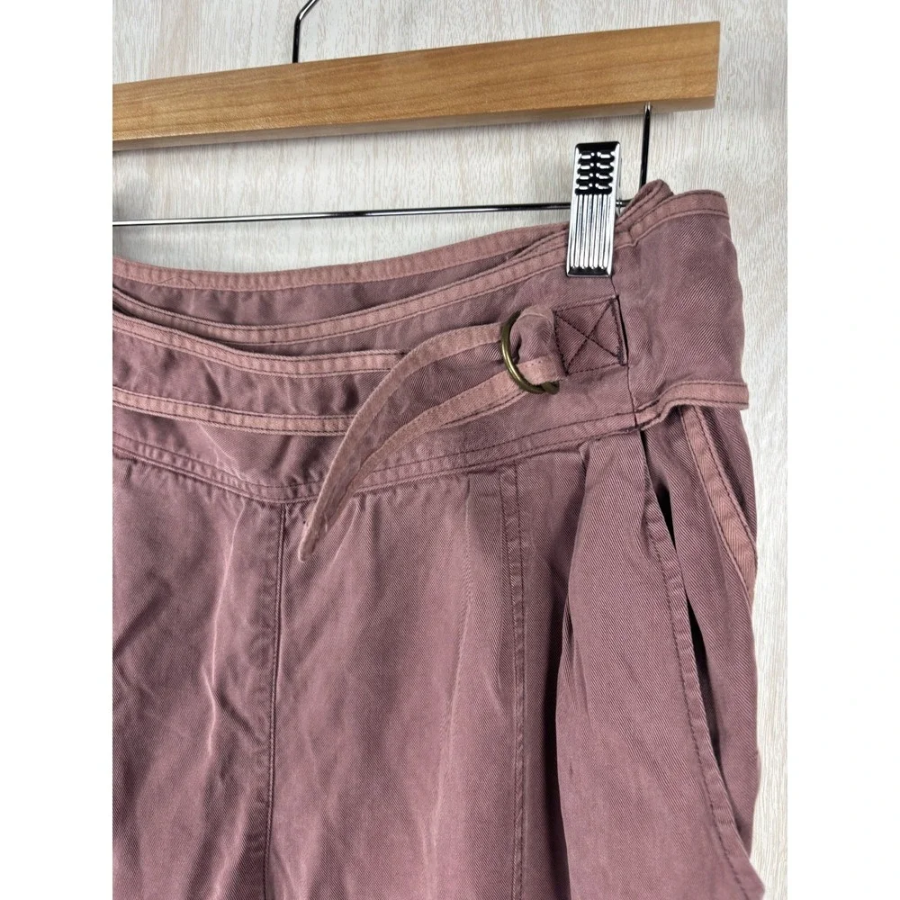 Wilfred by Aritzia Paperbag Crop Pants Womens 6 Tencel Linen High Rise Belted